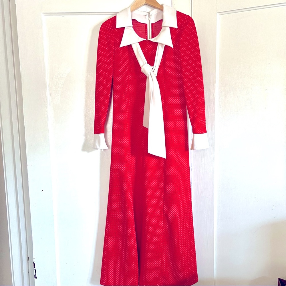 Vintage 1960s Red Vintage longsleeves Maxi dress